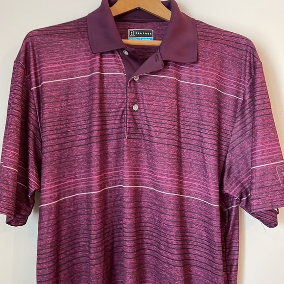 PGA Tour Men Polo Shirt SZ XL Short Sleeve Purple Moisture Wicking Cool - Picture 3 of 10